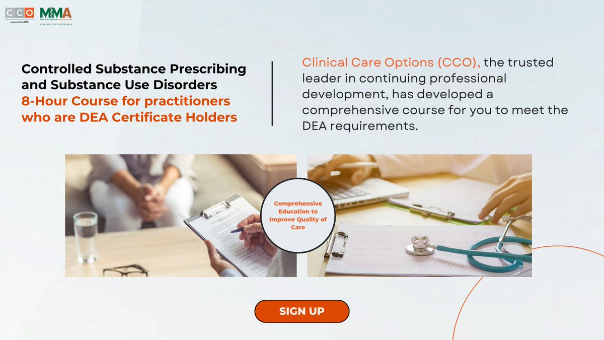 Attention DEA-registered practitioners! Meet new DEA requirements: Complete 8+ hours of training on #substanceusedisorders. Gain access to innovative educational tools, #CME credits, and exclusive pricing. Join now: 

ow.ly/pBgE50OKz8X