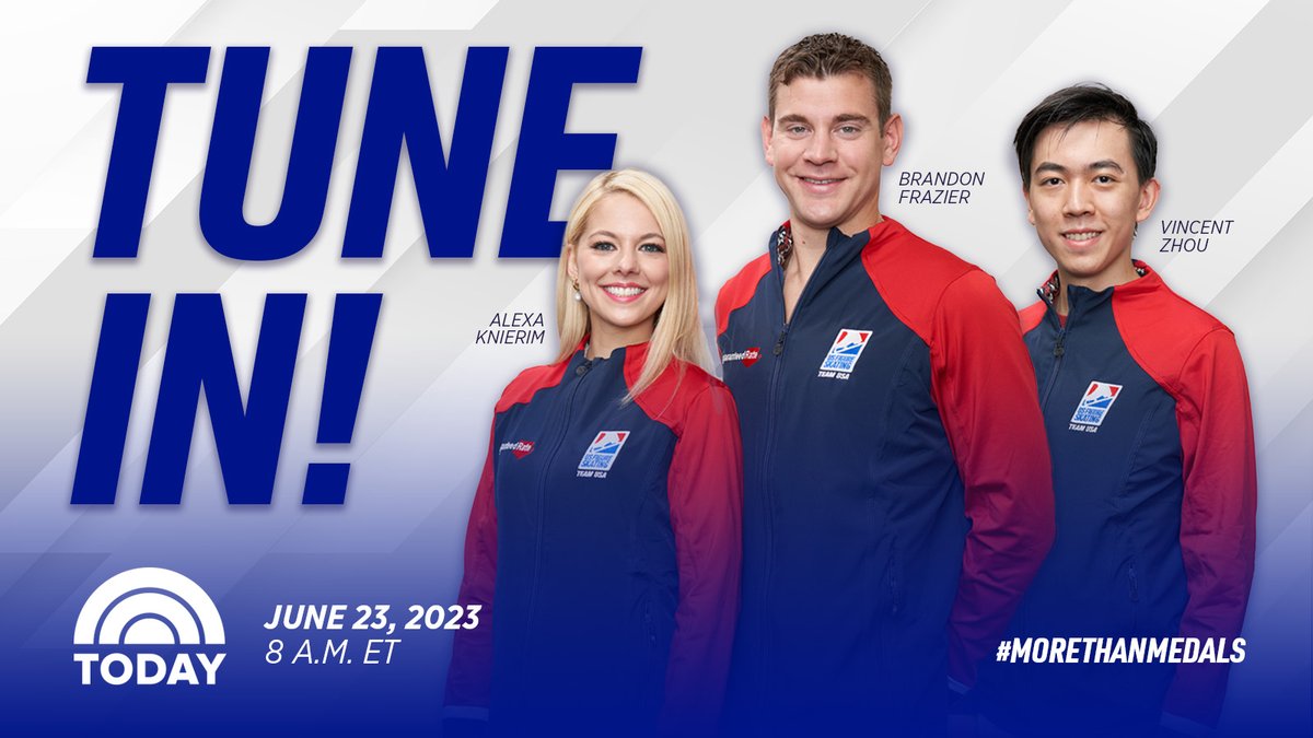 Live tomorrow on the @TODAYshow 8 AM ET. Tune in to hear from Alexa Knierim, Brandon Frazier and Vincent Zhou. #MoreThanMedals