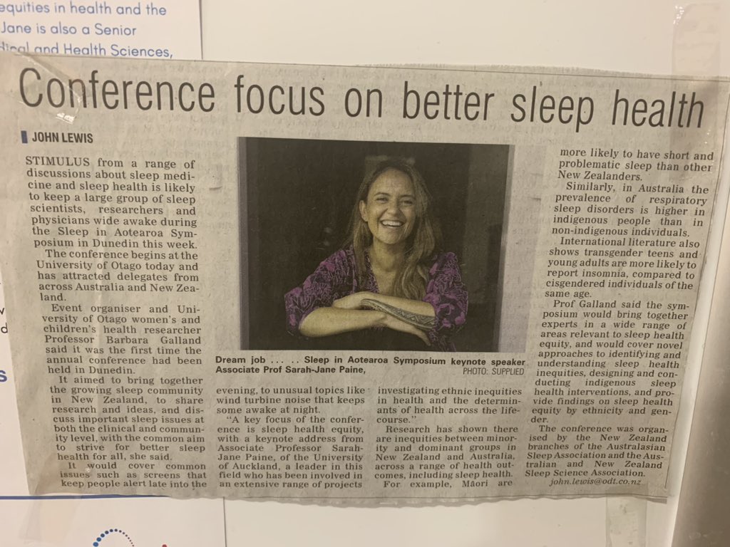 Fantastic first day of Sleep in Aotearoa yesterday. The amazing Sarah-Jane Paine delivered the keynote on sleep health equities. We should be troubled by these inequities and troubled by a lack of action and lack of change #sleepinaotearoa