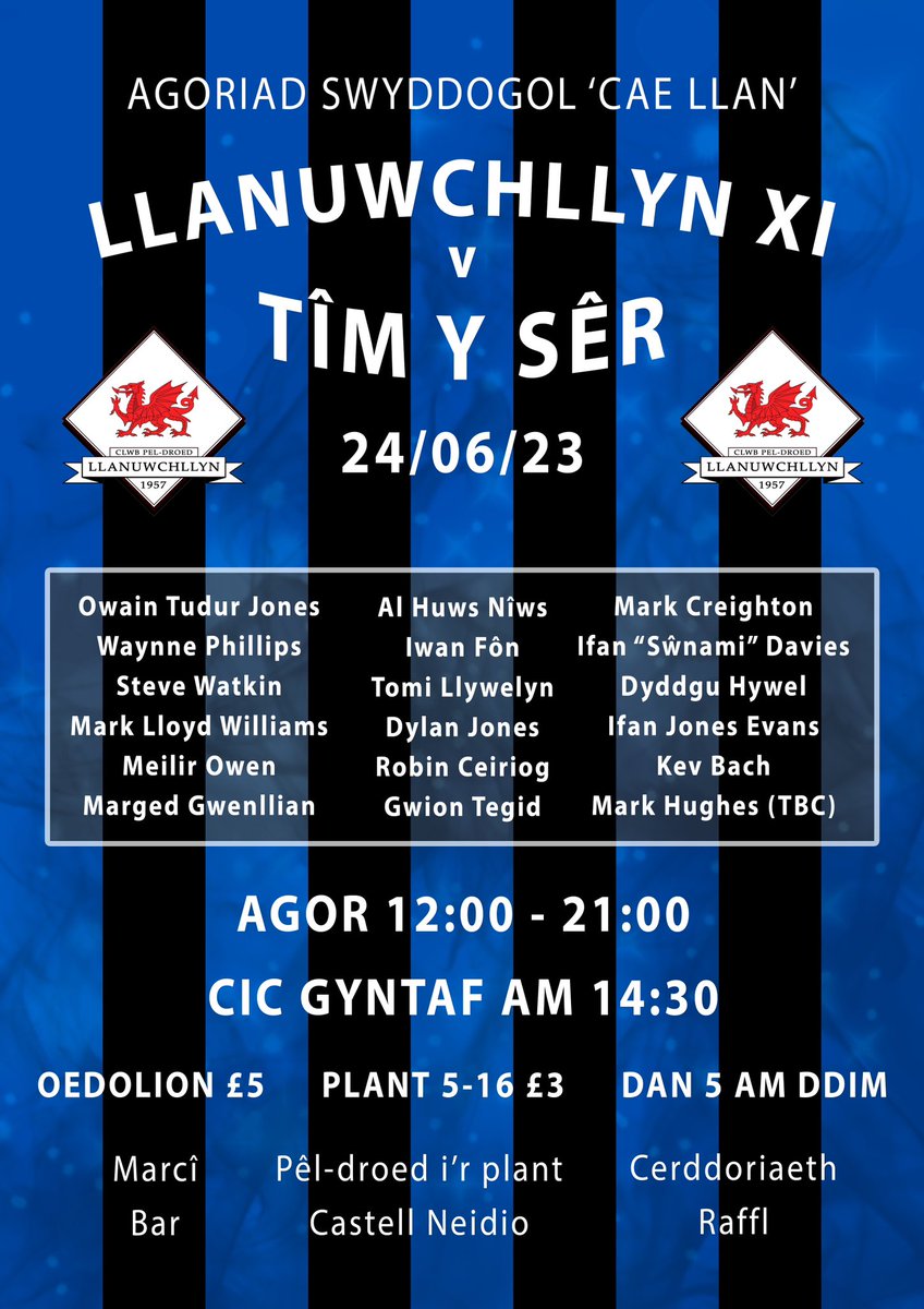 Dydd Sadwrn yma! Y gêm fwya yn hanes ein hanes ni. 

A mi fydd Malcom Allen a Dylan Griffiths yn sylwebu