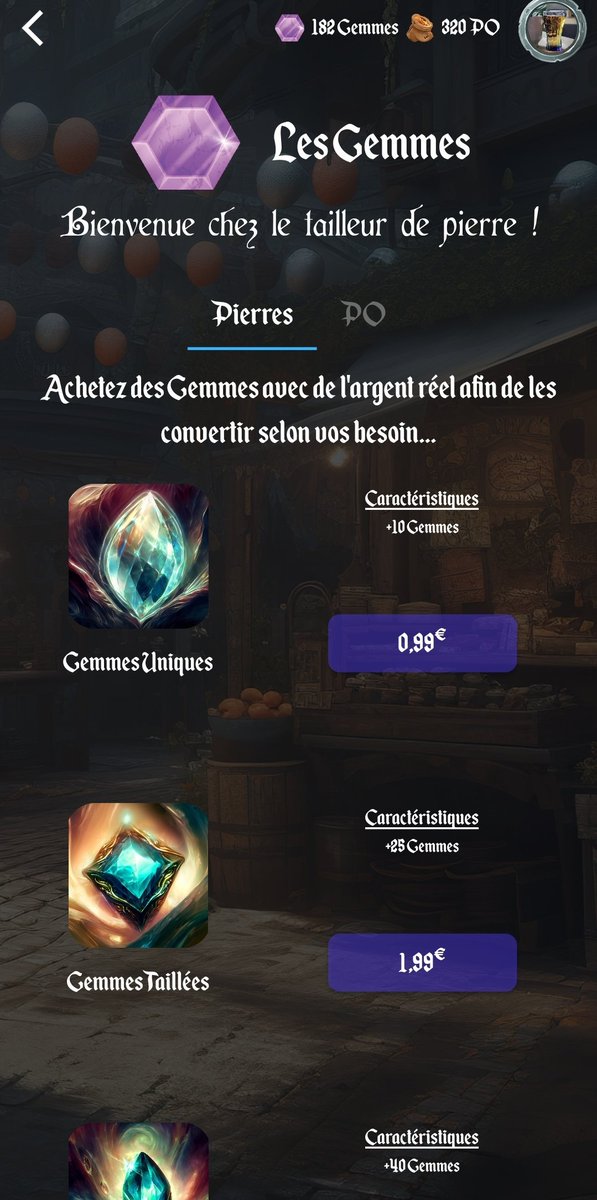 📲 La version 1.3.0 est disponible sur le Playstore Android 😍 bientôt dispo sur iPhone
Quelques nouveautés comme Le Marché, l'achat in-app pour améliorer l'équipement, et pas mal de corrections. Une version anglaise est en cours
Merci pour votre soutien

#auteur #fantasy #JdR