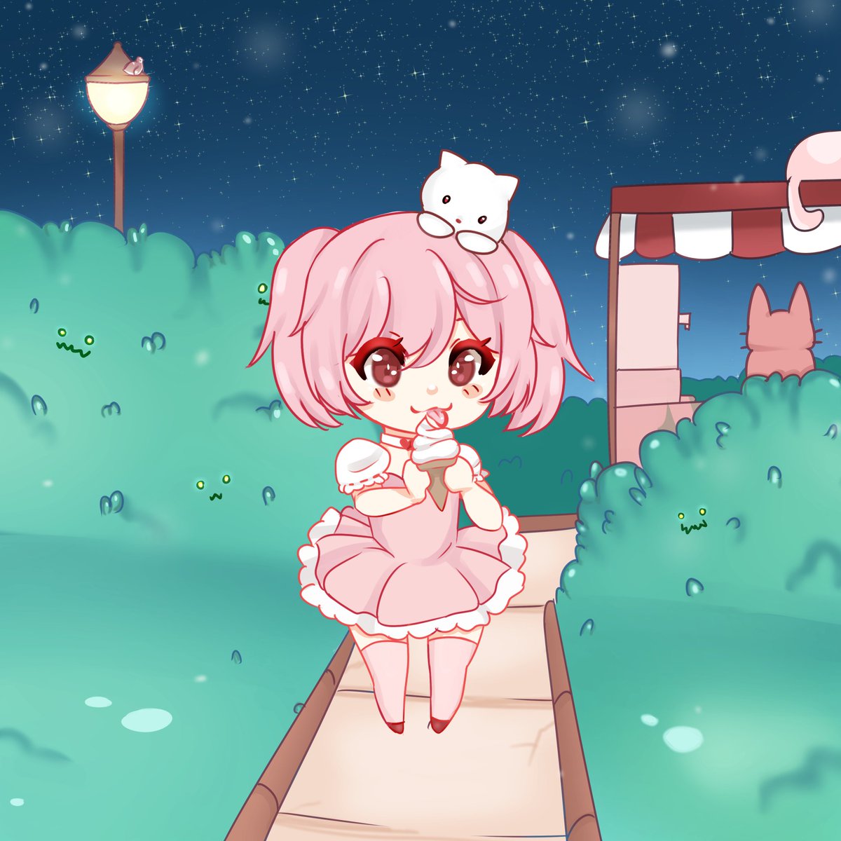 Ice cream 🍦 night 
#chibi #originalart #anime #AnimeArt