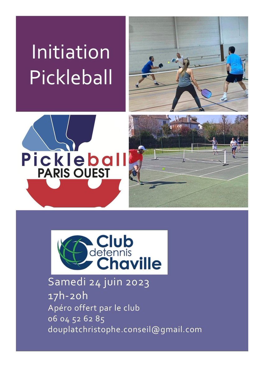 DOUPLAT's tweet photo. 🔥🔥🔥 Initiation #pickleball samedi 24 juin au Tennis Club de Chaville https://t.co/675q760JqV