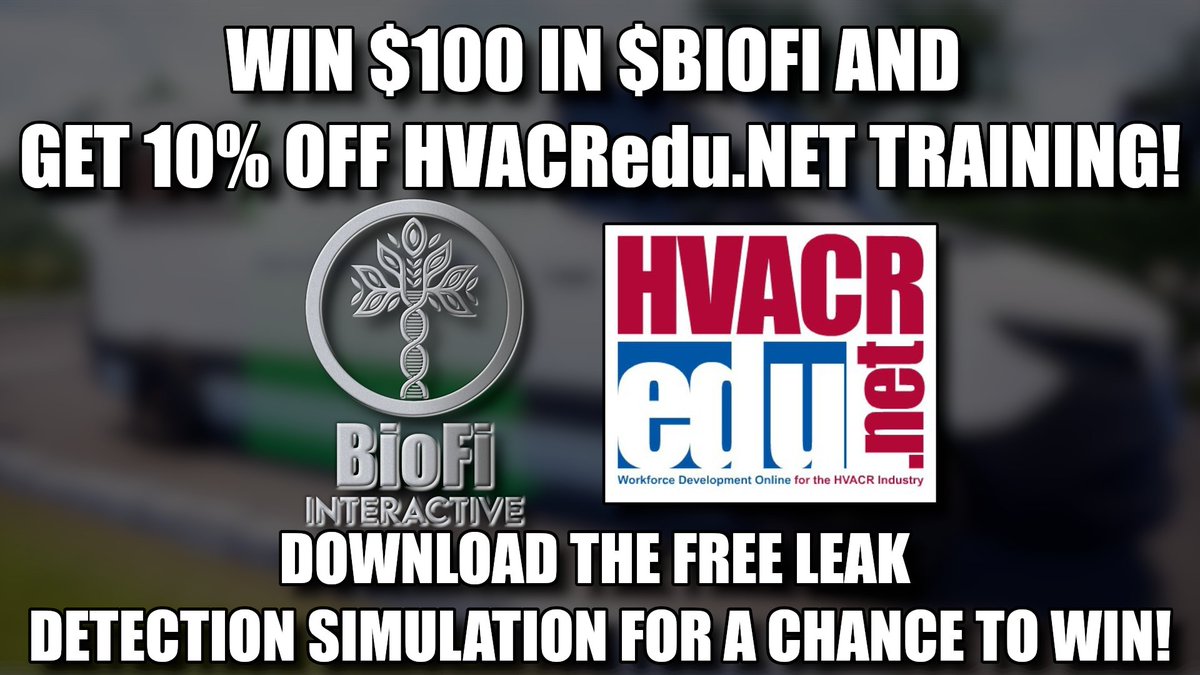 BioFiGlobal's tweet image. 🚨 Don't miss out! 🚨

Download the FREE HVACRedu.net Leak Detection Simulation Module by 6/30 for a chance to win $100 in $BioFi!

Plus, all entries receive a 10% discount on ANY  Training course!📚

Download at interactive.biometricfinancial.org