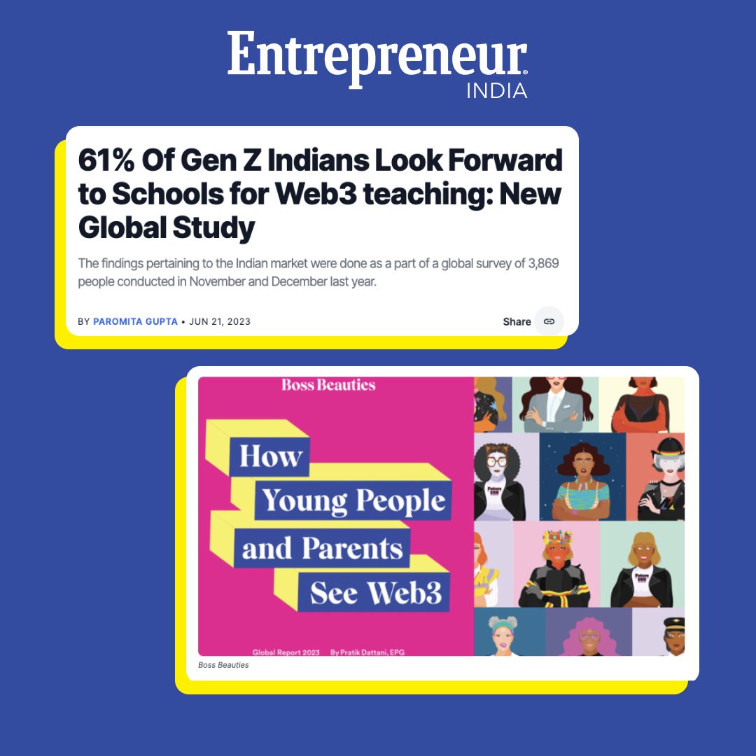 Boss Beauties (@bossbeauties) on Twitter photo Thank you, <a href="/EntrepreneurIND/">@EntrepreneurInd</a> for an amazing highlight on our Global Report on โHow Young People and Parents See Web3โ! Weโre excited to share these findings with the world ๐๐
Click to read BBs! โก๏ธ ow.ly/up8Z50OV1be Thank you, <a href="/EntrepreneurIND/">@EntrepreneurInd</a> for an amazing highlight on our Global Report on โHow Young People and Parents See Web3โ! Weโre excited to share these findings with the world ๐๐
Click to read BBs! โก๏ธ ow.ly/up8Z50OV1be