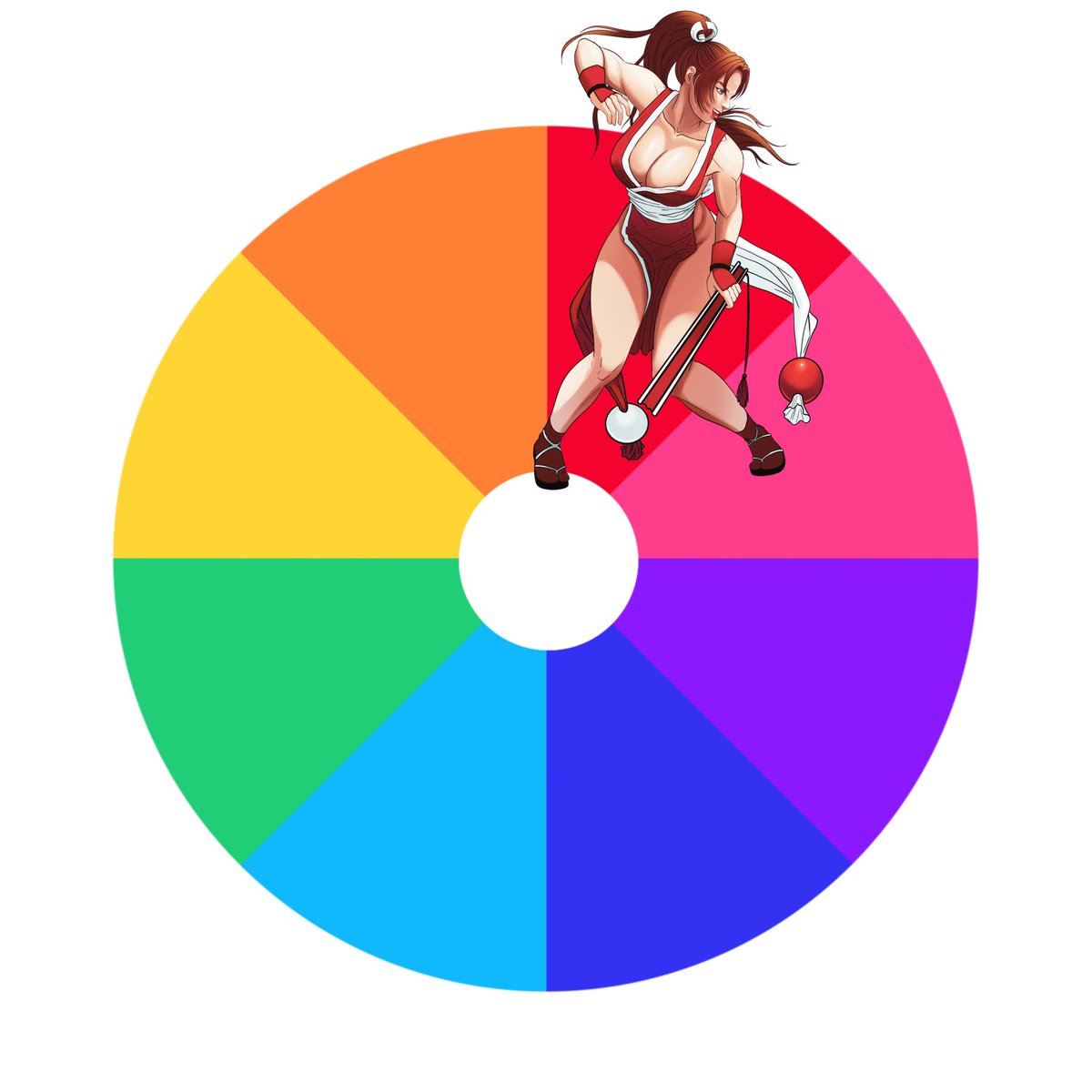 Dang it I had to reupload, I forgot to color one area lol. Anyway, let’s start this color wheel challenge with Mai Shiranui for red!