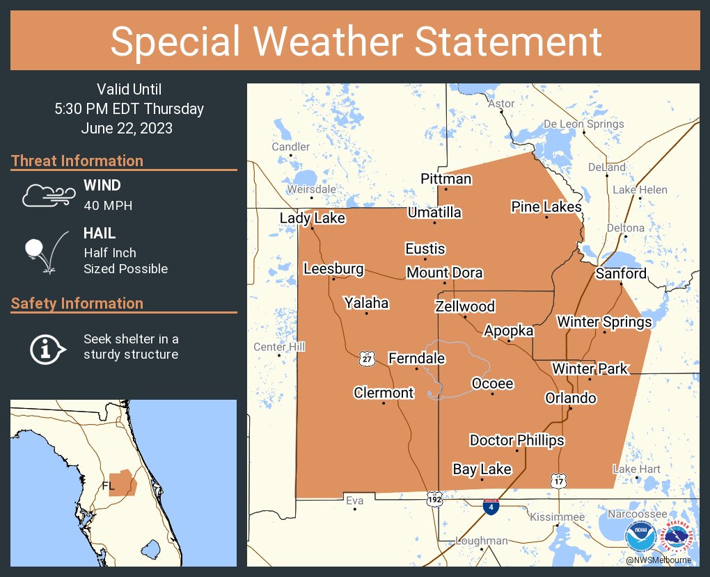NWS Melbourne on Twitter "A special weather statement has been issued