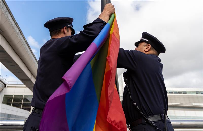 Today, we proudly raised the Pride flag in front of Harvey Milk Terminal 1, the only airport terminal in the world named after an LGBTQIA+ leader. We stand united in our support for equality, diversity, and inclusion. 🌈✈️

#SFOPride #PrideMonth