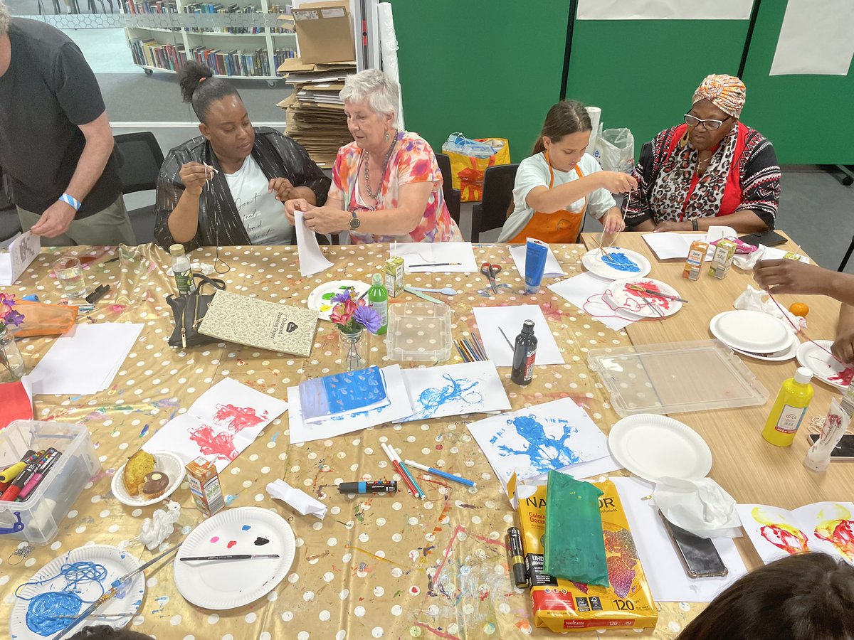 Absolutely amazing evening!! 

Young people from our #Gorton Sketchbook Club hosted a creative Community Dinner to mark #WindrushDay2023. 

Sharing their art skills, eating Caribbean food together, hearing amazing Joyful Noise choir & welcoming neighbours, friends and family 💛