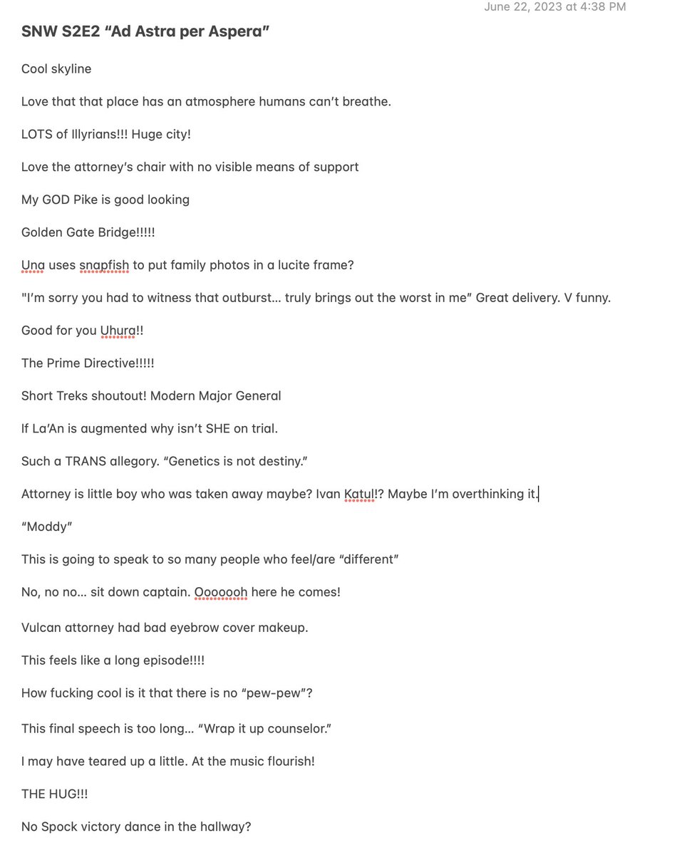 TVGuyGrayson's tweet photo. #snwspoilers: Here are my first impression #NerdNotes I jotted down during my first watch of #AdAstraPerAspera. #StarTrek #StarTrekSNW https://t.co/DMQhM8VTO0