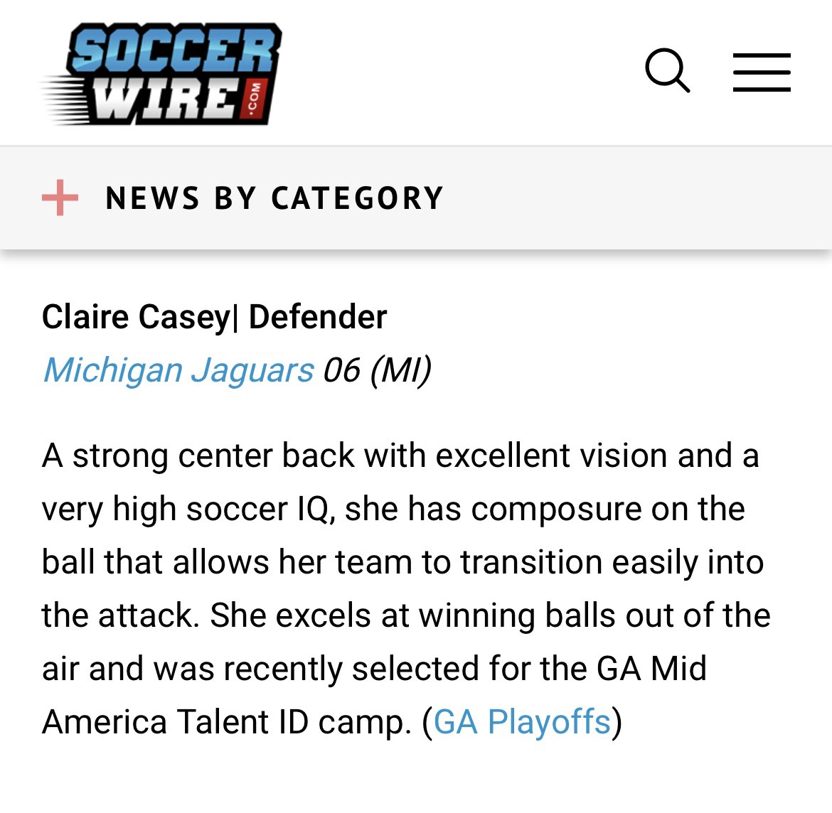 Claire Casey (@clairecasey2024) on Twitter photo Honored to be included in <a href="/TheSoccerWire/">SoccerWire</a> βPlayers to Watchβ. Looking forward to the next few days in <a href="/GAcademyLeague/">Girls Academy</a> Playoffs!
<a href="/PrepSoccer/">Prep Soccer β½οΈ</a> <a href="/TopDrawerSoccer/">TopDrawerSoccer</a> Honored to be included in <a href="/TheSoccerWire/">SoccerWire</a> βPlayers to Watchβ. Looking forward to the next few days in <a href="/GAcademyLeague/">Girls Academy</a> Playoffs!
<a href="/PrepSoccer/">Prep Soccer β½οΈ</a> <a href="/TopDrawerSoccer/">TopDrawerSoccer</a>