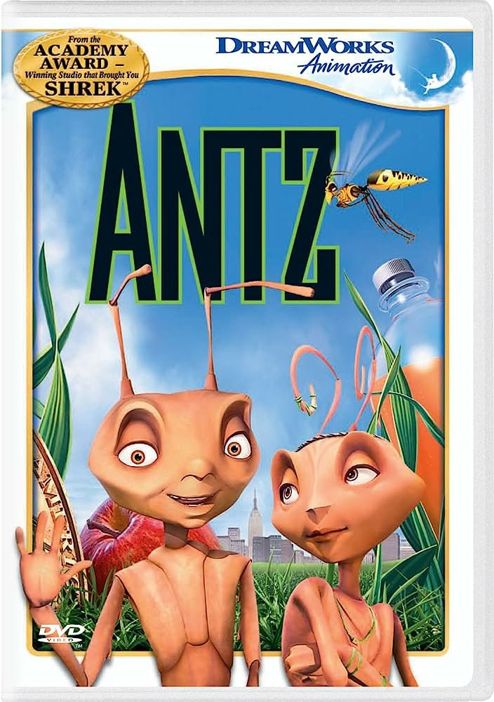 DreamWorks marathon (1/45)
I think Antz was an okay film! The animation is a bit creepy, but at the same time it shows the world from the ant's POV, which is creative. The plot was unoriginal, but still fascinating. And overall, decent enough. 8/15 or 6/10.