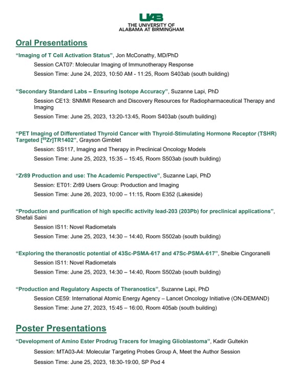 Suzanne Lapi (@lapisuzanne) on Twitter photo <a href="/SNM_MI/">SNMMI</a> 2023 here we come! Looking forward to excellent talks by our grad students <a href="/CingShelbie/">Shelbie Cingoranelli</a>, Shefali and Grayson! Also be sure to come by our booth with <a href="/JLynnBartels/">Jen Bartels, PhD</a> to learn more about #uabisotopes. <a href="/uabchemgrad/">Life of Chemistry Graduate Students at UAB</a> <a href="/UABRadiology/">UAB Radiology</a> <a href="/SNM_MI/">SNMMI</a> 2023 here we come! Looking forward to excellent talks by our grad students <a href="/CingShelbie/">Shelbie Cingoranelli</a>, Shefali and Grayson! Also be sure to come by our booth with <a href="/JLynnBartels/">Jen Bartels, PhD</a> to learn more about #uabisotopes. <a href="/uabchemgrad/">Life of Chemistry Graduate Students at UAB</a> <a href="/UABRadiology/">UAB Radiology</a>