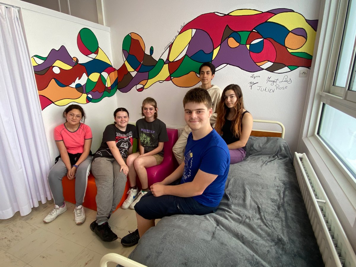 Résultat du travail d’une année pour 6 élèves du collège A Lambert au sein de l’infirmerie pour cette 
« Fresque du Bien Être » !!!
Merci à eux pour ce bel investissement et tous nos échanges! 
#CPS#fierdenosélèves
<a href="/GleLaurence/">Laurence Gaulé</a> <a href="/acpoitiers/">Académie de Poitiers</a> <a href="/BndicteRobert/">Bénédicte Robert</a> @collegealambert