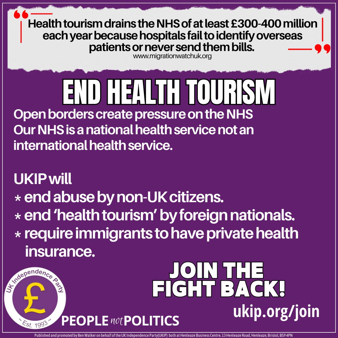 #UKIP will end health tourism because our #NHS  waiting list is 7.5 million and Nye Bevan set it up to be a National Health Service not an international health service. 

Nye Bevan got it right. 

#UKIP will restore the NHS to its past glories. 

#NeverLabour #VoteUKIP