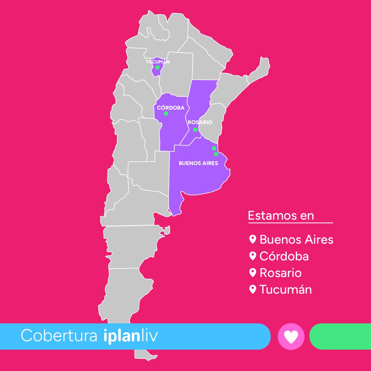 iplanarg's tweet photo. En iplanliv trabajamos para que la mejor red de fibra óptica del país siga creciendo en Argentina.

En este mapa, te mostramos a dónde llega nuestra #superinternet

Entrá al link en bio para ver si estás en zona iplanliv https://t.co/MY11uzGO7A