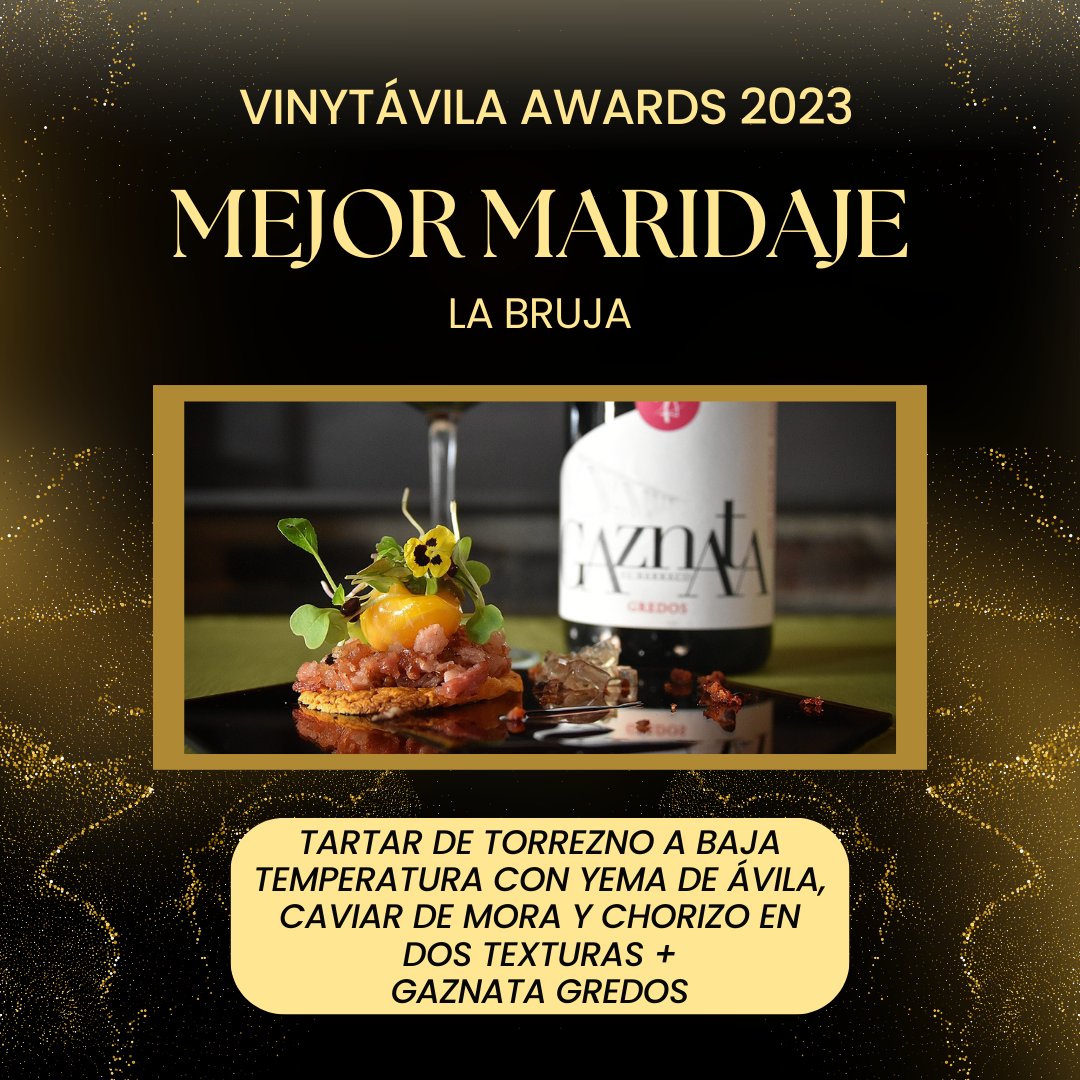 vinytavila's tweet photo. Y terminamos con los #VinytÁvilaAwards2023 con el premio otorgado por el jurado profesional, el premio al MEJOR MARIDAJE:

🍲➕🍷Tartar de Torrezno a Baja Temperatura con Yema de Ávila, Caviar de Mora y Chorizo en 2 texturas ➕ Gaznata Gredos

🍴La Bruja

Una delicia 😋😋 https://t.co/JEtZBNM8qF