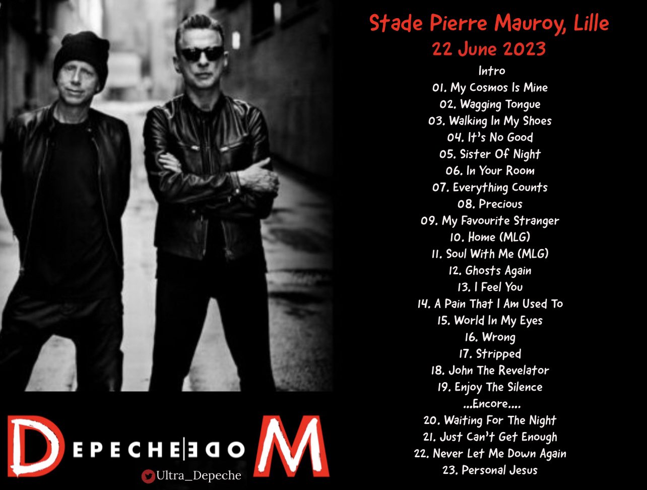 Depeche Mode〇•° on Twitter "SetList Depeche Mode Stade Pierre Mauroy, Lille MementoMoriTour