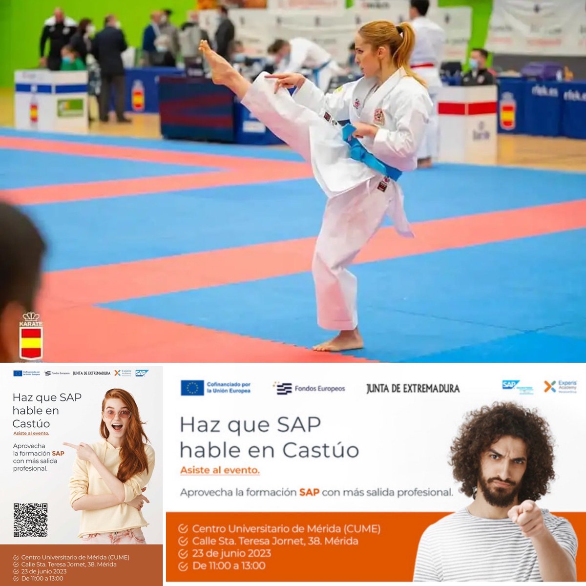 Mañana en el <a href="/CUMe_UEx/">CUMe_UEx</a> charla inspiradora de <a href="/nuriaescudero13/">Nuria Escudero Solis</a> (karateka, campeona de España, influencer y doctorando en tecnología farma)

Espacialízate en SAP y aumenta tus capacidades digitales <a href="/Junta_Ex/">Junta de Extremadura</a> <a href="/infouex/">UEx</a> <a href="/extremtrabaja/">ExtremaduraTrabaja</a> <a href="/ExperisES/">Experis España</a> 

noticiasextremadura.es/espacializate-…
