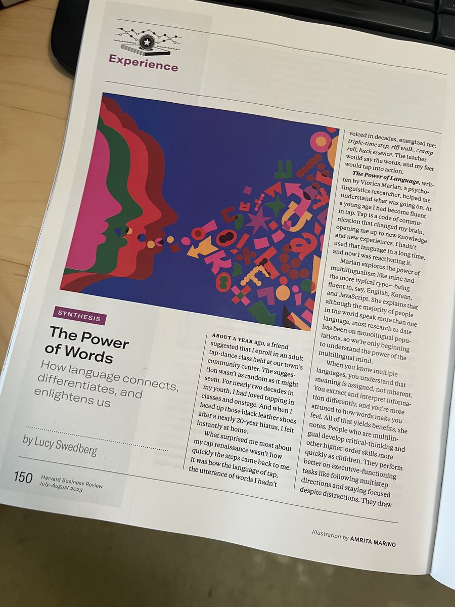 Look what I found in our <a href="/HarvardBiz/">Harvard Business Review</a> offices yesterday! It's the July-August issue of HBR, hot off the press. Read on to learn about my passion for languages, my love of tap dancing, and how I now understand why the two are connected: hbr.org/2023/07/the-po…