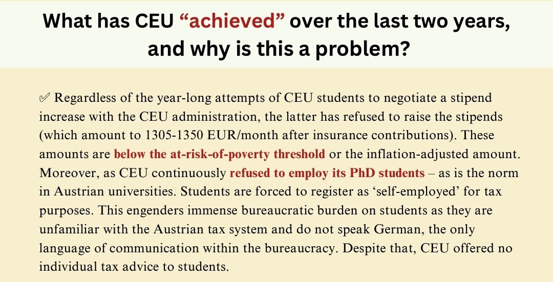 CEU Students Protest (@ceuprotests) on Twitter photo Why are students
<a href="/ceu/">Central European University</a>
protesting on Friday? We are asking for bare minimum but the administration refuses to listen to us. Here are some facts:
#CEUGraduation2023 #CEUStudentsProtest Why are students
<a href="/ceu/">Central European University</a>
protesting on Friday? We are asking for bare minimum but the administration refuses to listen to us. Here are some facts:
#CEUGraduation2023 #CEUStudentsProtest