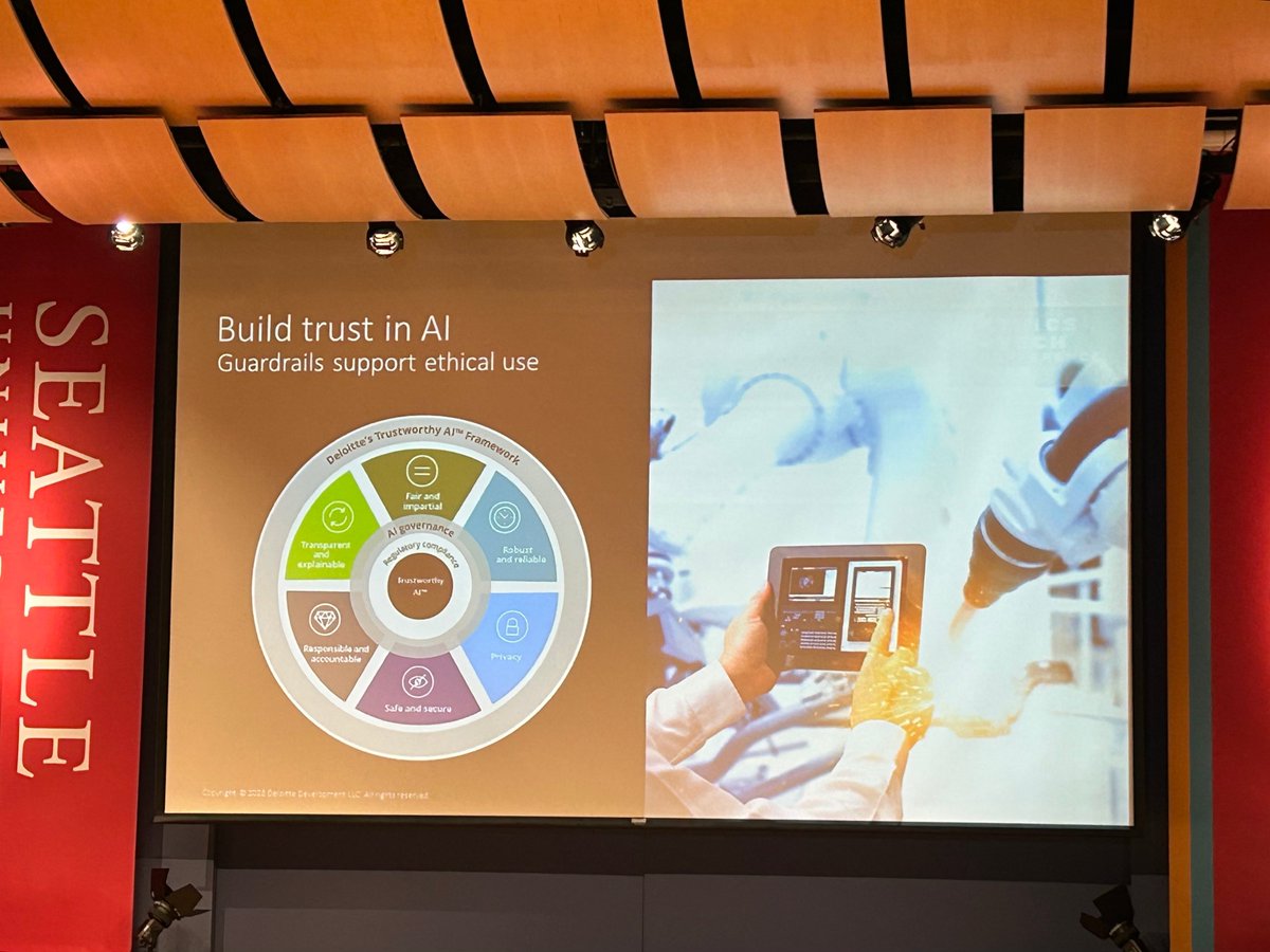 seattleu's tweet photo. Lori Lewis discusses @Deloitte's "Trustworthy AI" framework:

“I think AI can train the next generation of workers, as long as humans are in the loop.” 

#EthicsAndTech #SeattleU https://t.co/FBjB6njZ8p