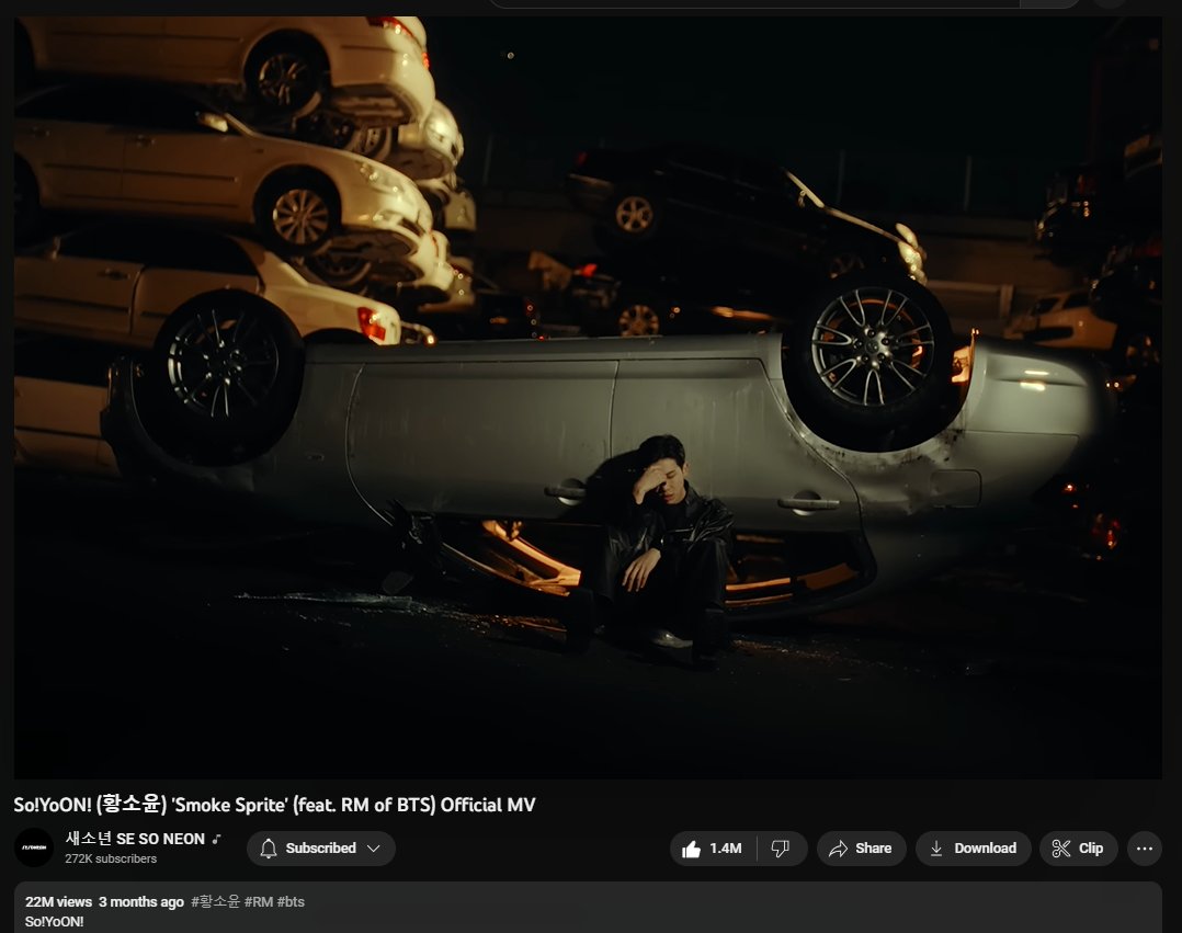 knj_brasil's tweet image. O MV oficial de Smoke Sprite de So!YoON (@sleeep__sheeep )feat. #RMO ultrapassou 22 milhões de visualizações no YouTube.

I vote  #KimNamjoon  for Most Handsome Man Alive #NETIZENSREPORT #MHMA2023 #MHMA2023RM #방탄소년단RM