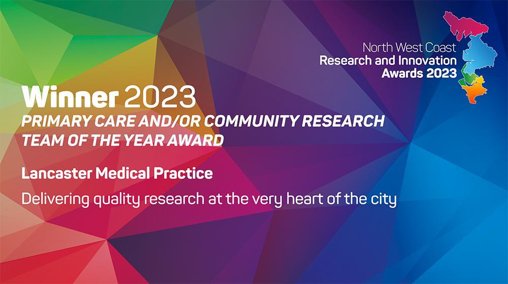 The winner of our Primary Care Research Team of the Year Award is Lancaster Medical Practice for their ‘Delivering quality research at the very heart of the city’ project - congratulations! 🎉🎉🎉 #NWCAwards

@LancasterMedics 
@innovationnwc 
@arc_nwc