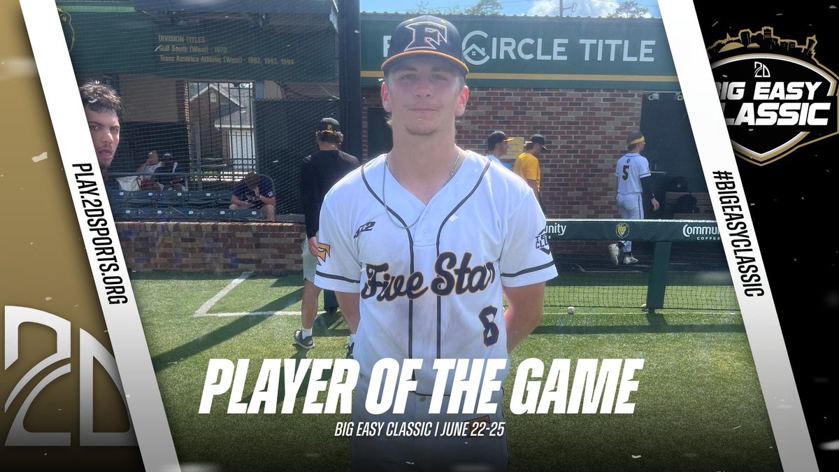 2D Sports Player of the Game (@2dsportspog) on Twitter photo ⭐️ PLAYER OF THE GAME ⭐️
Tyler Furgson: 2-4 2B 1B 3.0IP 0ER
Summer Team: <a href="/team_louisiana/">Team Louisiana Baseball</a>
#BigEasyClassic
<a href="/2DsportsLA/">2D Sports Louisiana</a> ⭐️ PLAYER OF THE GAME ⭐️
Tyler Furgson: 2-4 2B 1B 3.0IP 0ER
Summer Team: <a href="/team_louisiana/">Team Louisiana Baseball</a>
#BigEasyClassic
<a href="/2DsportsLA/">2D Sports Louisiana</a>