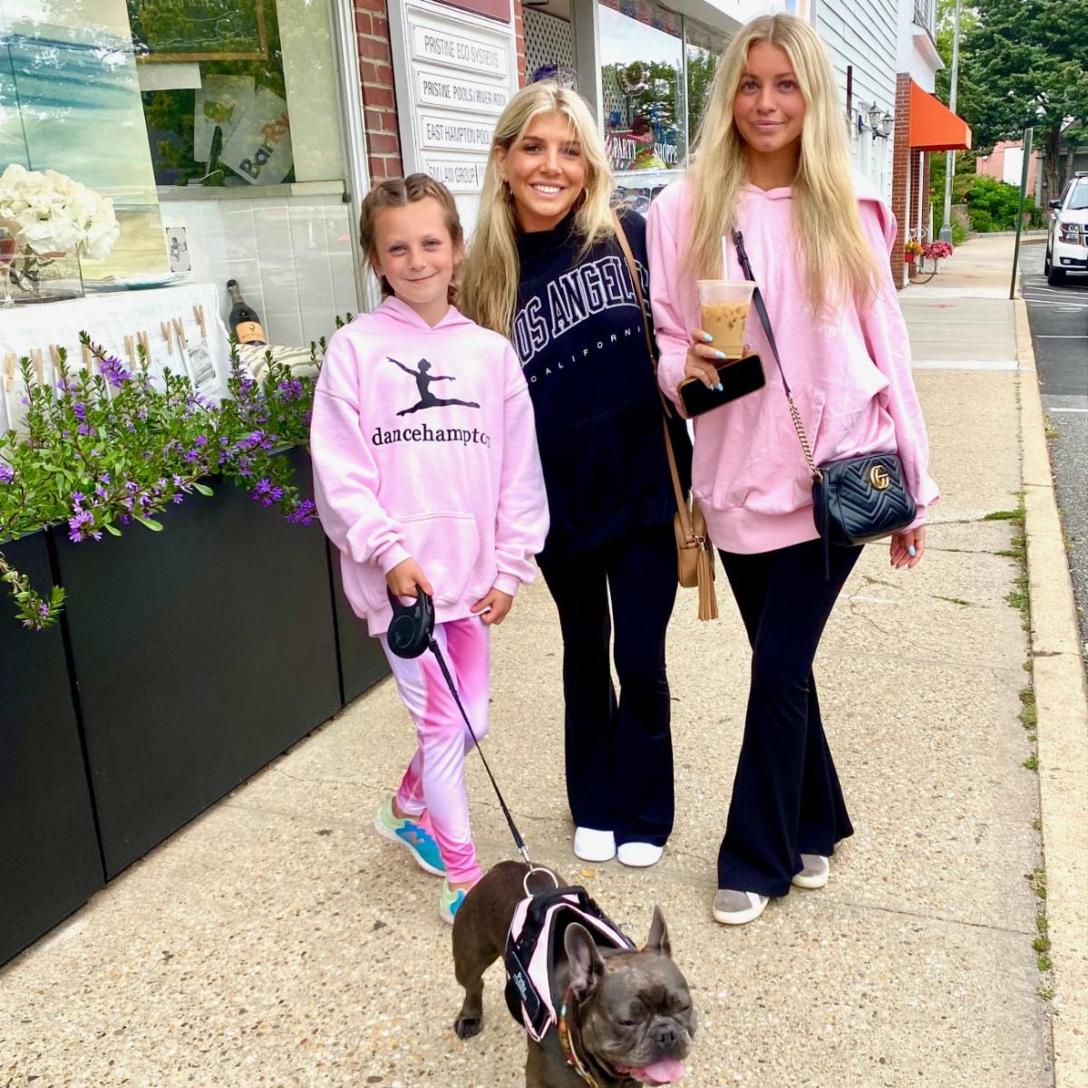 Pretty in Pink (including Pinky the French Bulldog) outside our store today! #prettyinpink #easthamption #thehamptons #winestore #frenchbulldog #funday
