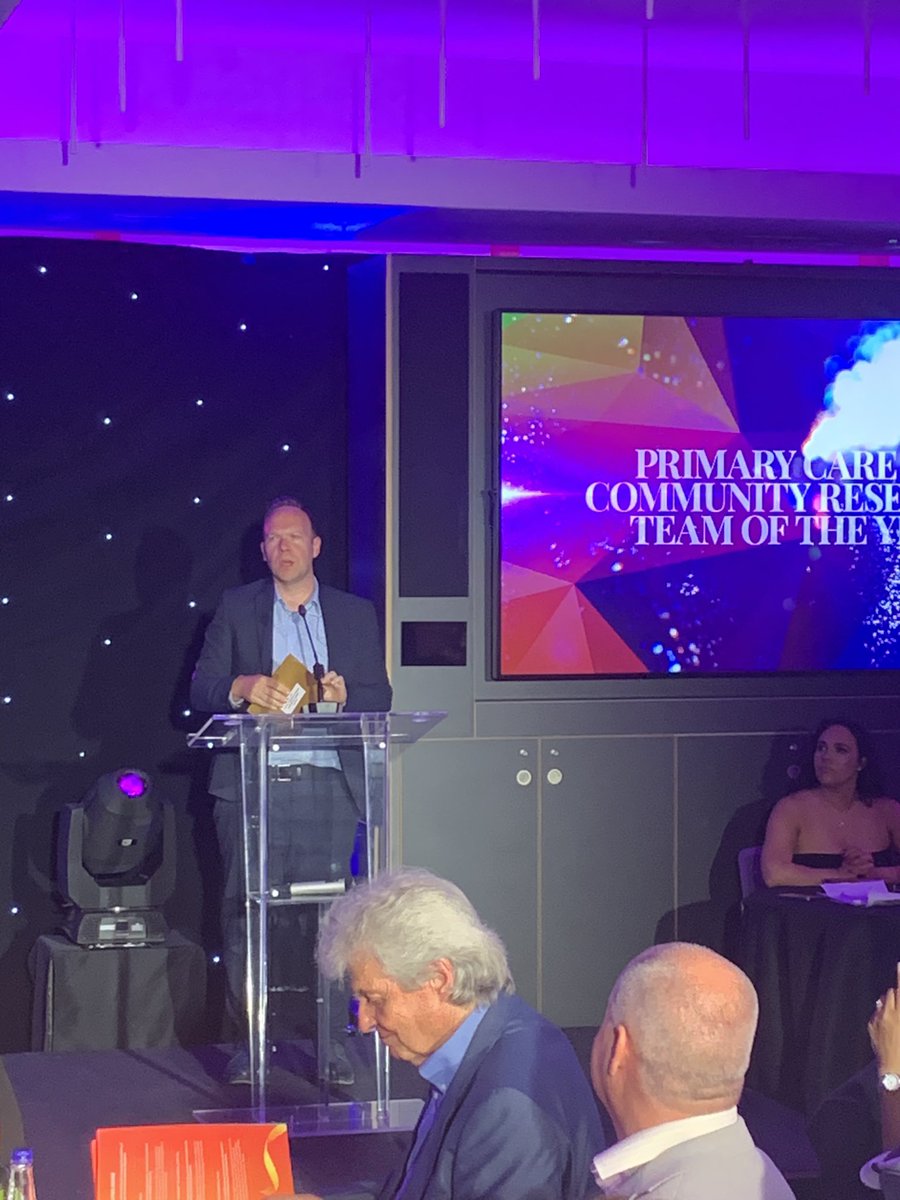Chris Smith chief operating officer @NIHRCRN_nwcoast now up to present primary care team of the year #nwcawards <a href="/arc_nwc/">ARC North West Coast</a> <a href="/innovationnwc/">Health Innovation North West Coast</a>