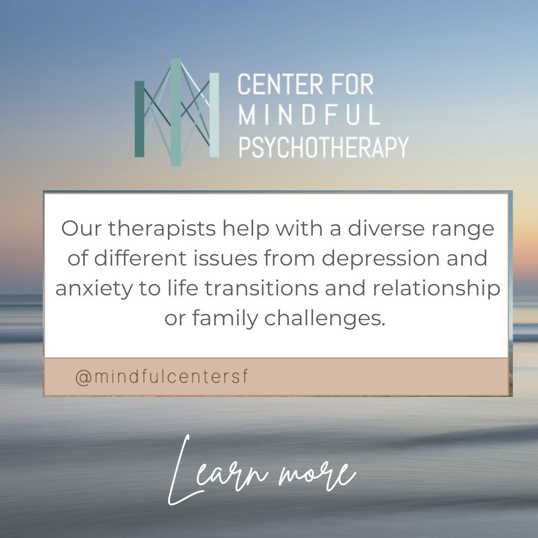 Explore the many different things that our therapists are able to help you with:

mindfulcenter.org/what-we-help/

#findatherapist #californiatherapist #therapyisforeveryone #therapists
