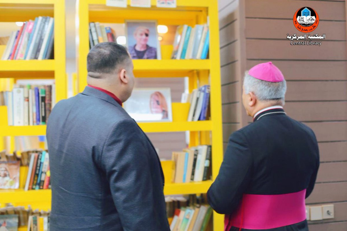 Chaldean Archbishop of Mosul and Aqrah, Archbishop Najeeb Mikhael visits the Central Library
 #Chaldean #Archbishop #library #mosul #aqrah #iraq #libraries
@UniversityofMos @UNESCOIraq @undpiniraq @MosulEye @UNESCO @cl_uom @4sayf