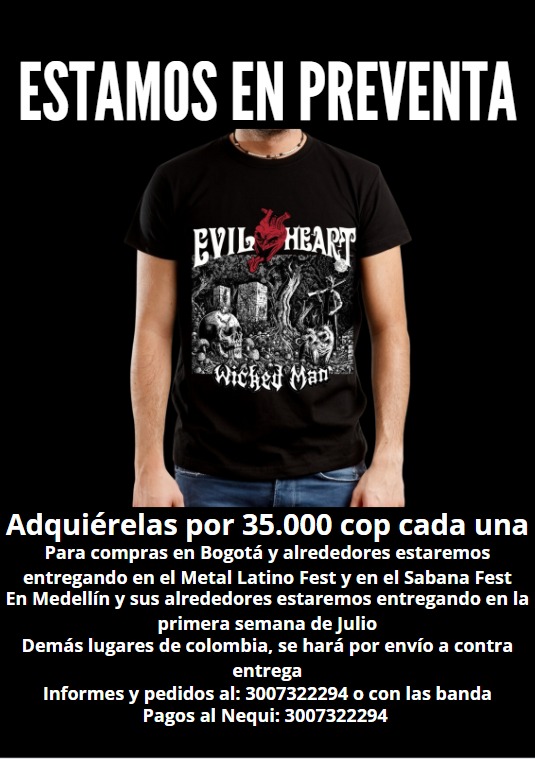 evil_heartco's tweet photo. Adquiérelas por 35.000 COP cada una
Para compras en Bogotá y alrededores estaremos entregando en el Metal Latino Fest y en el Sabana Fest
En Medellín y sus alrededores estaremos entregando en la primera semana de Julio
Demás lugares de colombia, se hará por envío a contra entrega https://t.co/52xQBF3Wrh