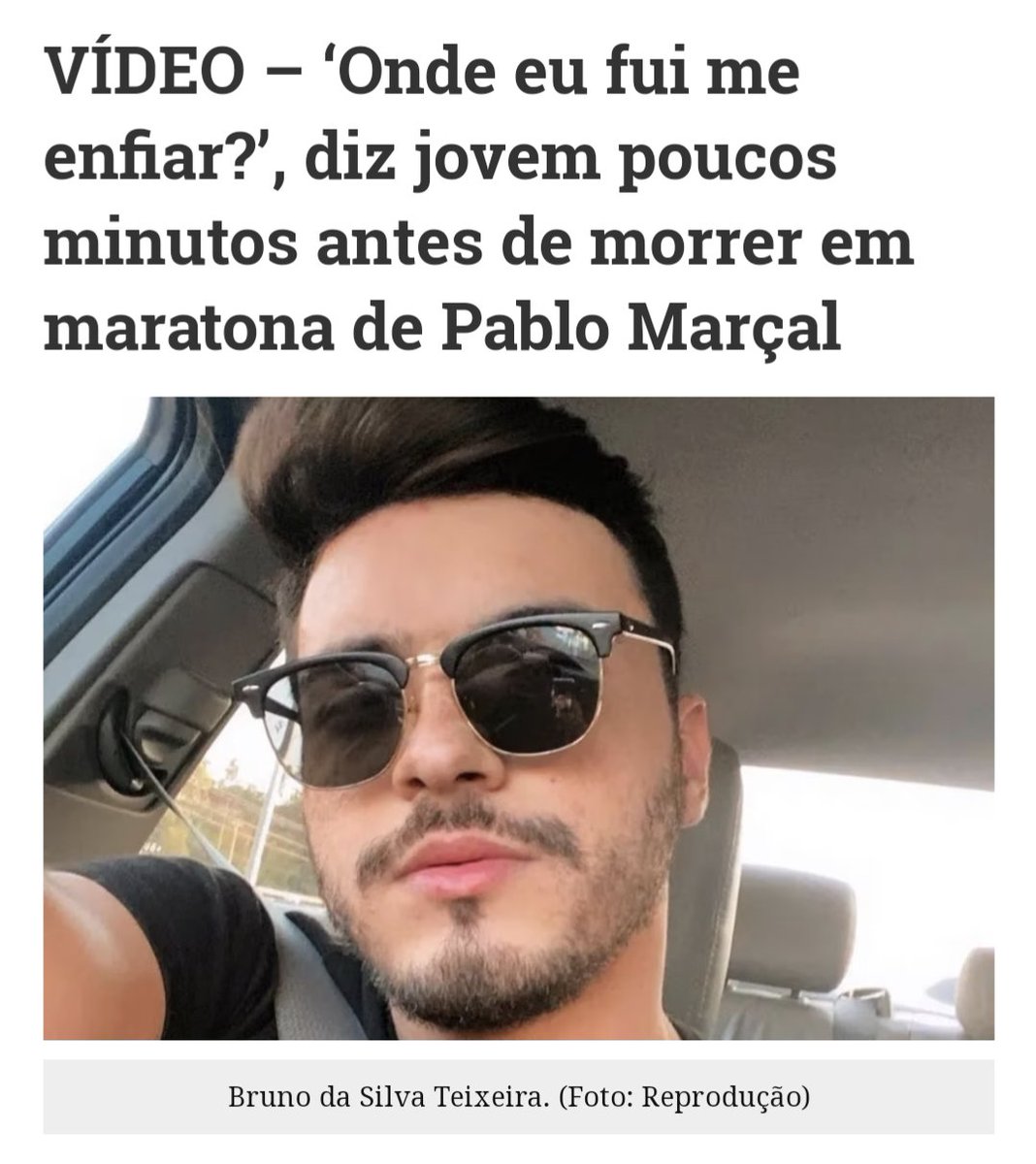 Alex__1789's tweet photo. Remember the life coach who nearly killed 60 people by taking them up a mountain during a hurricane?
This young man died this week during an improvised marathon put on by Pablo Marçal who appears to have doubled the distance from 21km to 42km without telling runners. #DeathCoach https://t.co/ZFOkI3TGq0