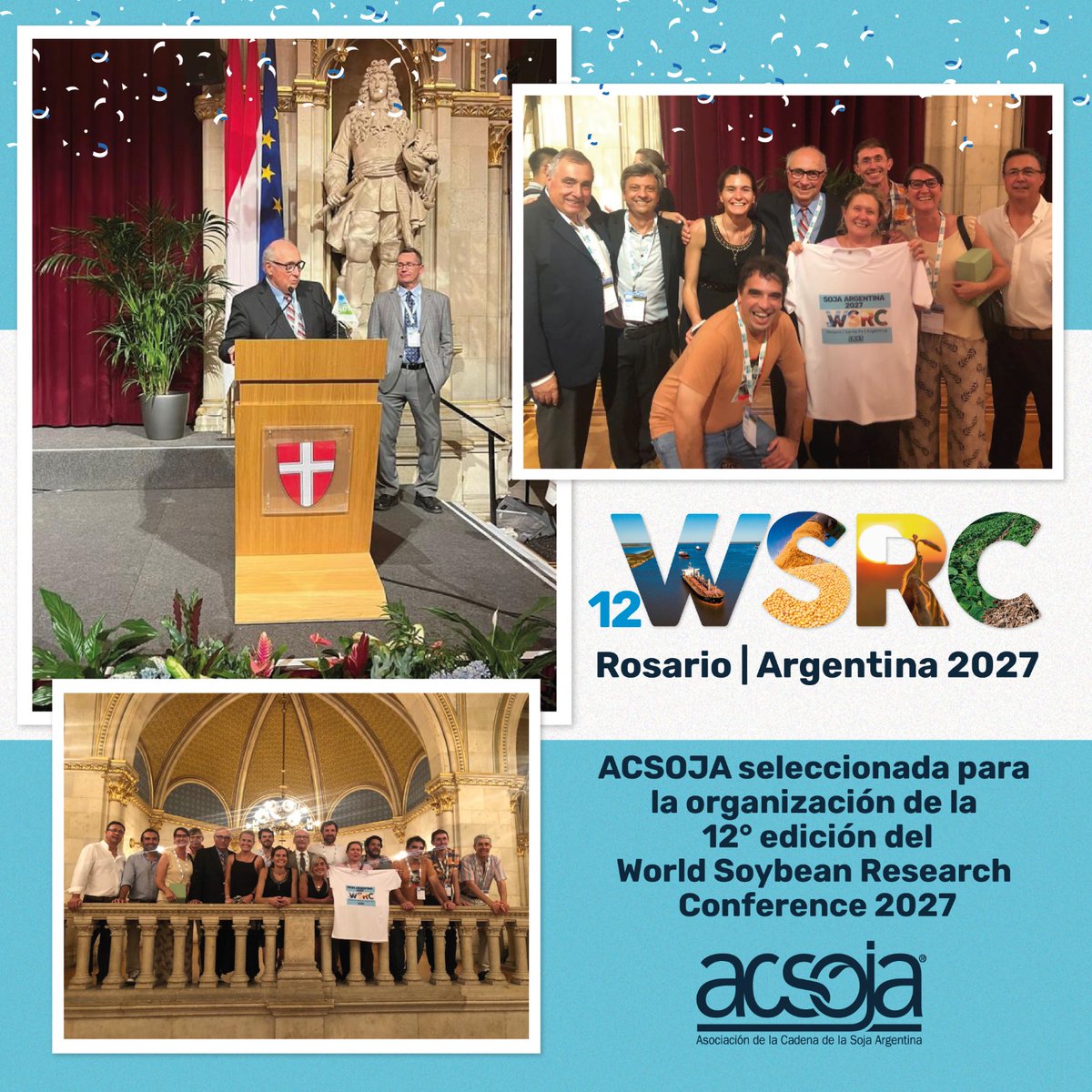 🇦🇷 Argentina Campeona 🏆🇦🇷

Es un orgullo y una enorme alegría compartir que Rosario - Argentina fue seleccionada para ser sede de la edición 12 ° de la World Soybean Research Conference 2027, y <a href="/ACSOJA_Arg/">ACSOJA 🌱</a>  será la entidad organizadora.

Gracias por el apoyo y compromiso!