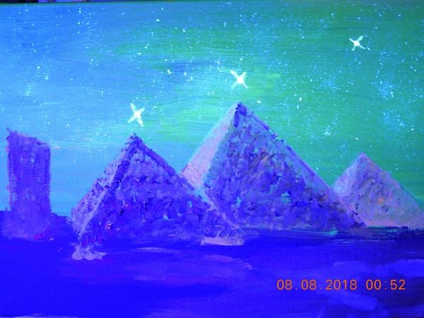 Every few thousand years, three planets line up on the Flat Earth, each over one of the three #pyramids in #Giza. 60x40 #Canvas
#Artwork #acrylicpaintings #art #acrylic #neon #fluorescent #nightglow #painting #livepainting #acrylic #neonart