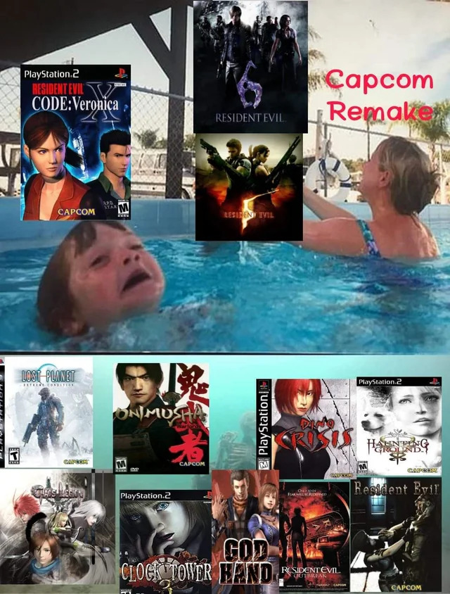 Capcom wanting to remake RE 5 & 6 while neglecting RE Code Veronica & their many other wonderful games that I'd love to see remade 😅

#ResidentEvil #DinoCrisis #REBHFun #ResidentEvilCodeVeronica #ResidentEvil5 #ResidentEvil6 #Biohazard #Meme