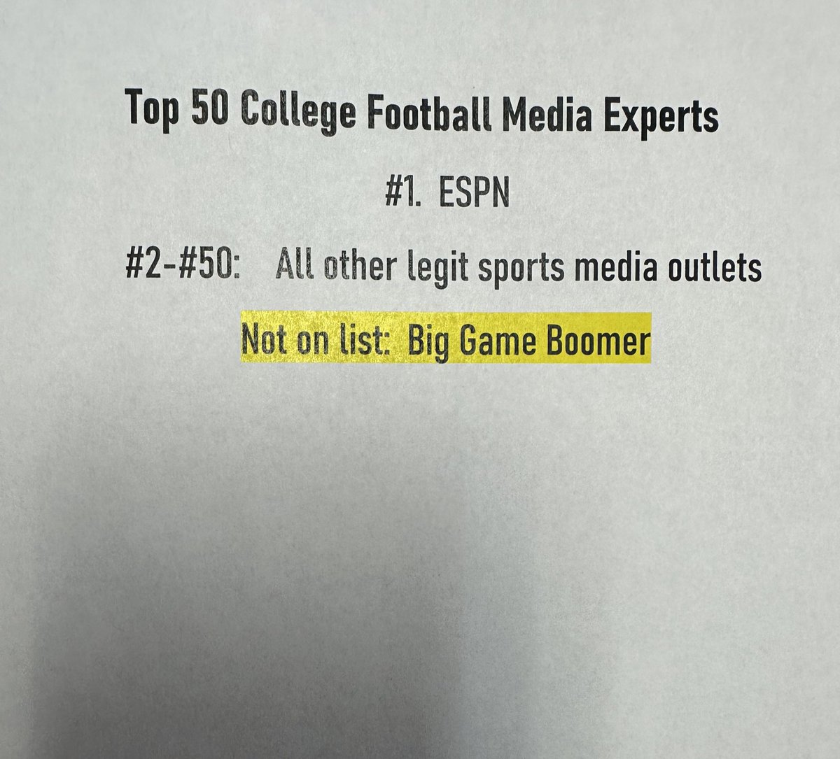 Top 50 Sports Media Experts @BigGameBoomer