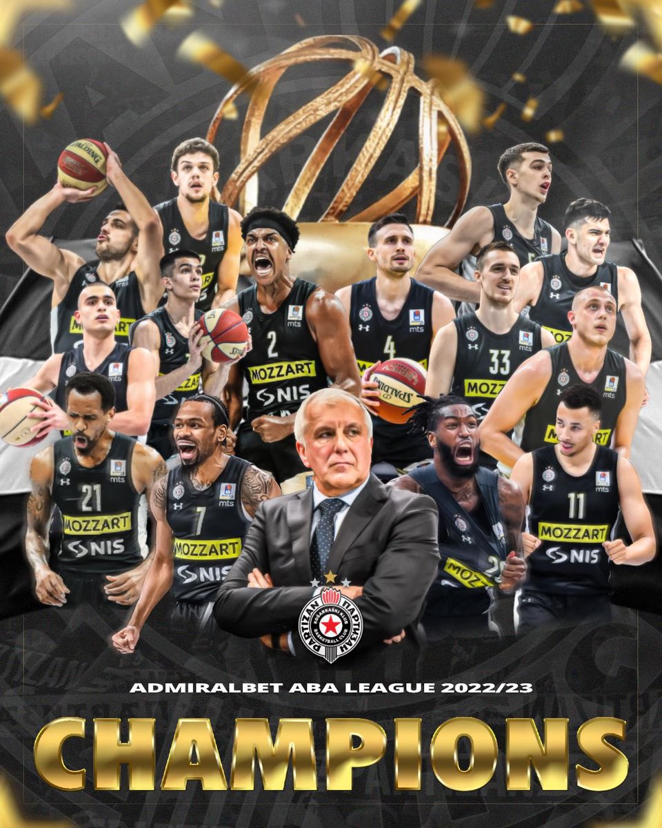 PartizanBC's tweet image. ŠAMPIONI!🖤🤍

#KKPartizan #ABALiga