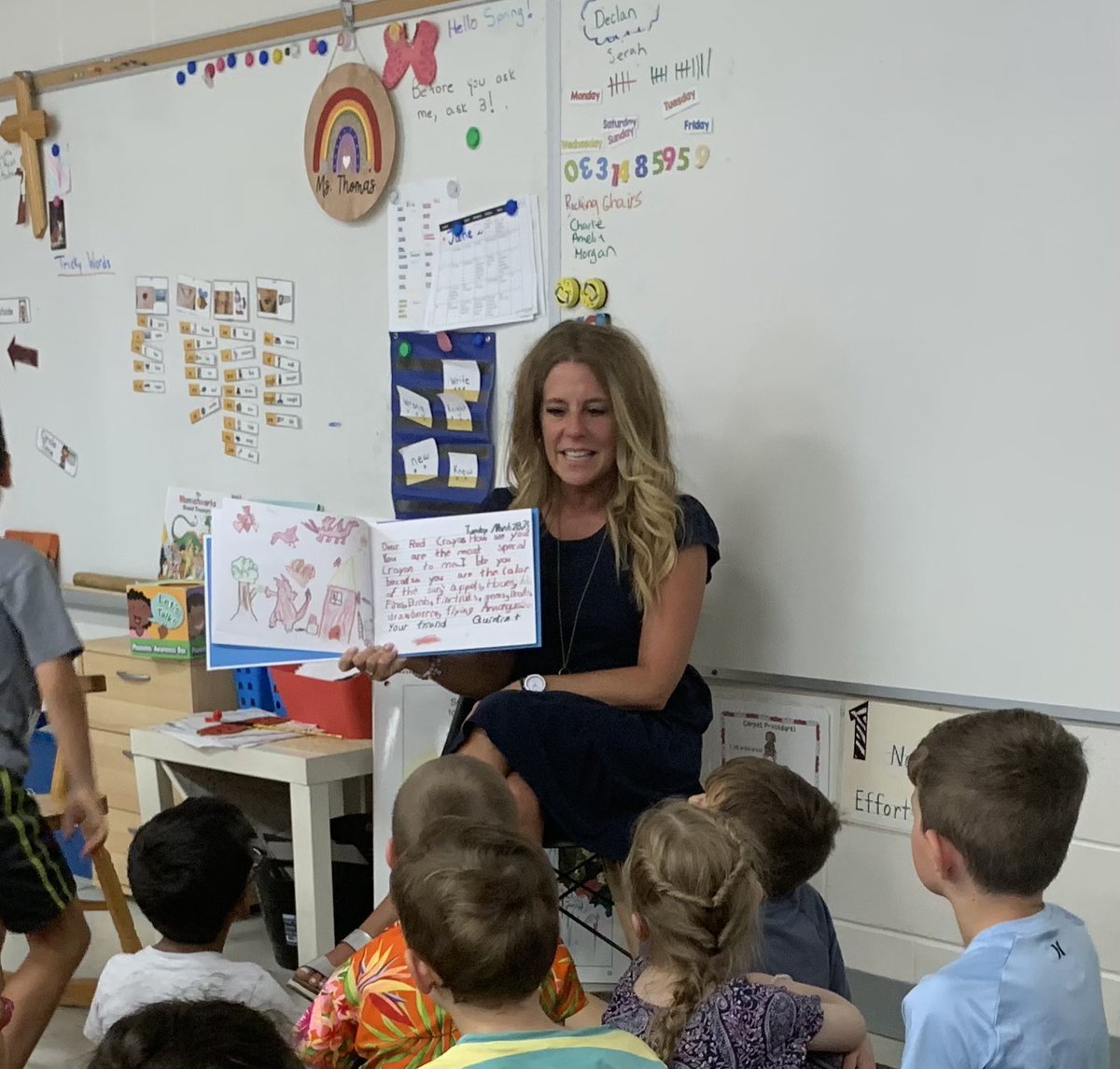 SaintRoseLDCSB's tweet photo. Students and staff had a special surprise visit from our incoming Vice Principal. Welcome, Mrs. Fisher! @LDCSB https://t.co/OSw8MMfds4