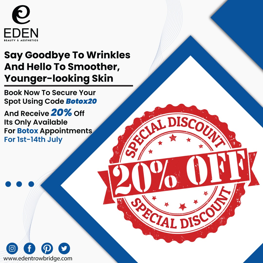 edentrowbridge's tweet photo. Discover a world of savings! Get a fantastic 20% off on our exclusive Botox service from 1st July to 14th July.

#edentrowbridge #beautyandaesthetics #beautyandbeyond #premierdestination #beautyexperts #aesthetisclinic #expertteam #beautygoals #noninvasivetreatments https://t.co/u9C8IIBApt