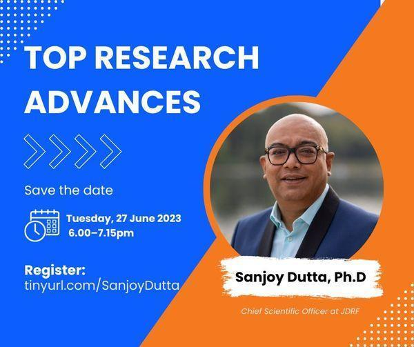 Join @JDRF on Tuesday, June 27 at 6 pm to learn top research advances in #T1D with JDRF Chief Scientific Officer Dr. Sanjoy Dutta! You won’t want to miss it! Register here: tinyurl.com/SanjoyDutta