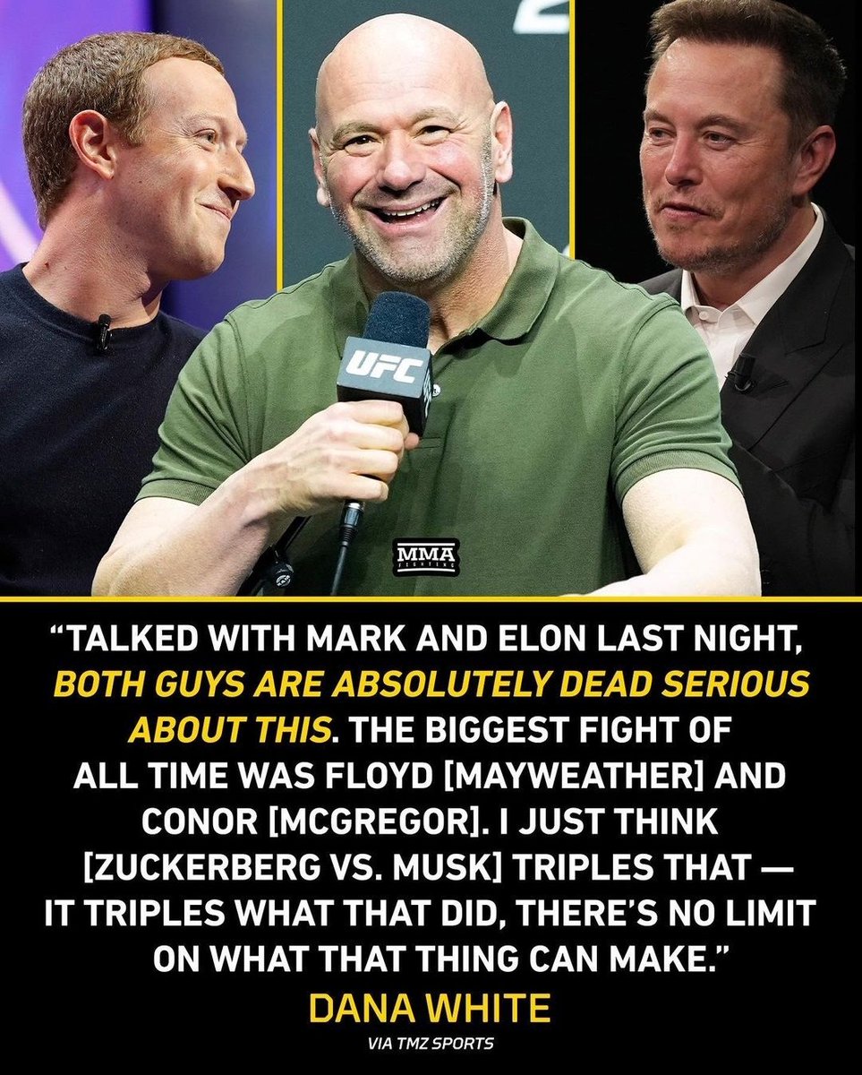 Also @danawhite 'BuT wE dOn'T dO gImMiCk FiGhTs HeRe' 🤡🤡🤡

@arielhelwani & @francis_ngannou are going to have a field day with this

#UFC #DanaWhite #TalksShit #Clown #MuskvsZuckerberg #MuskvZuck