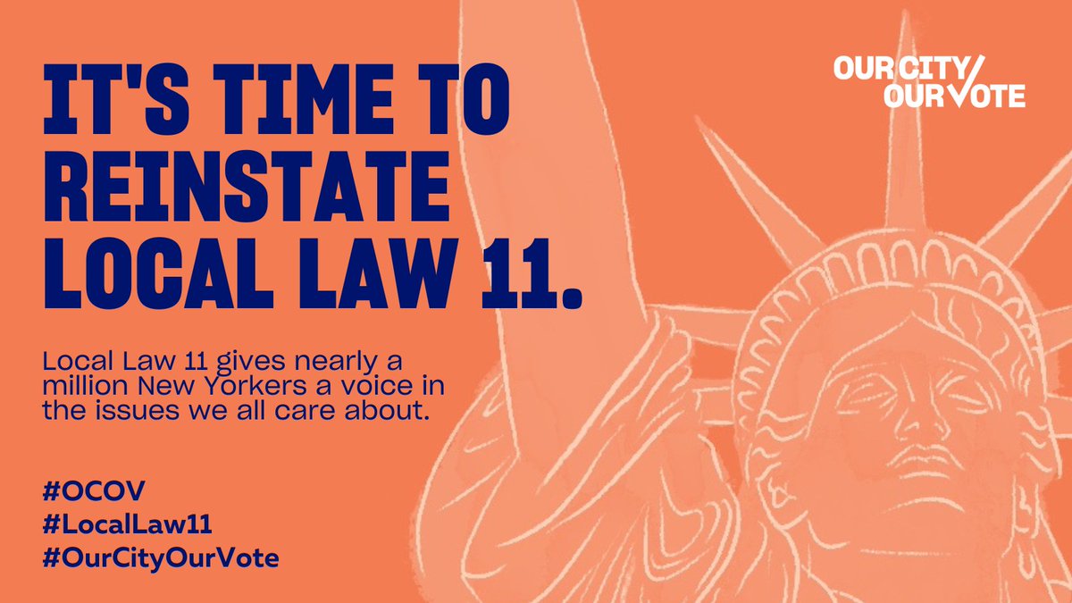 MinKwonCenter's tweet photo. #LocalLaw11 gave nearly a million NYers a voice in the issues we all care about.
✅Quality of our schools
✅Safety of our streets
✅Countless other large & small ways the city government impacts our lives
We call on court officials to protect democracy & reinstate #LocalLaw11 https://t.co/vAv9Mc8RW5