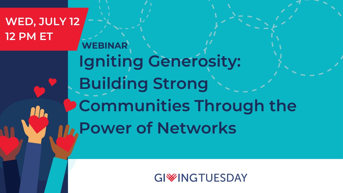 Join us on 7/12 to explore the power of #GivingTuesday community movements, which unite multiple nonprofits, local gov, small biz, companies, neighbors, + more - nurturing generosity within a specific location like a city, town or cause-area.  us02web.zoom.us/webinar/regist…