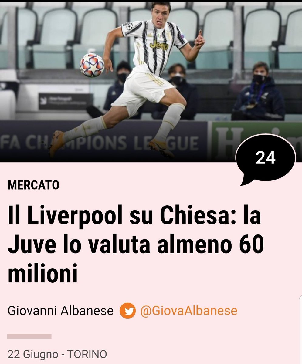 Liverpool sur Chiesa, la Juventus réclame 60 millions minimum