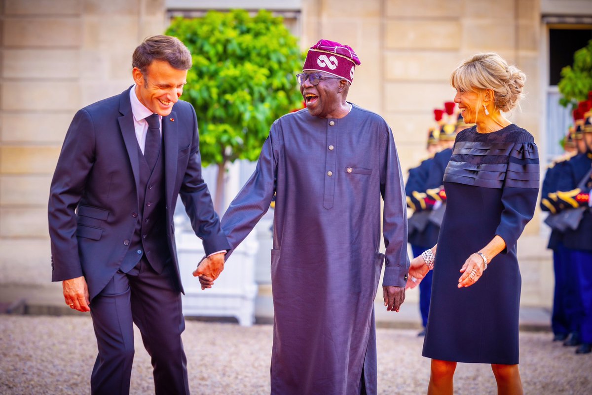 DOlusegun's tweet image. President Bola Ahmed Tinubu attends State Banquet in Paris. He was received by the President of France Emmanuel Macron