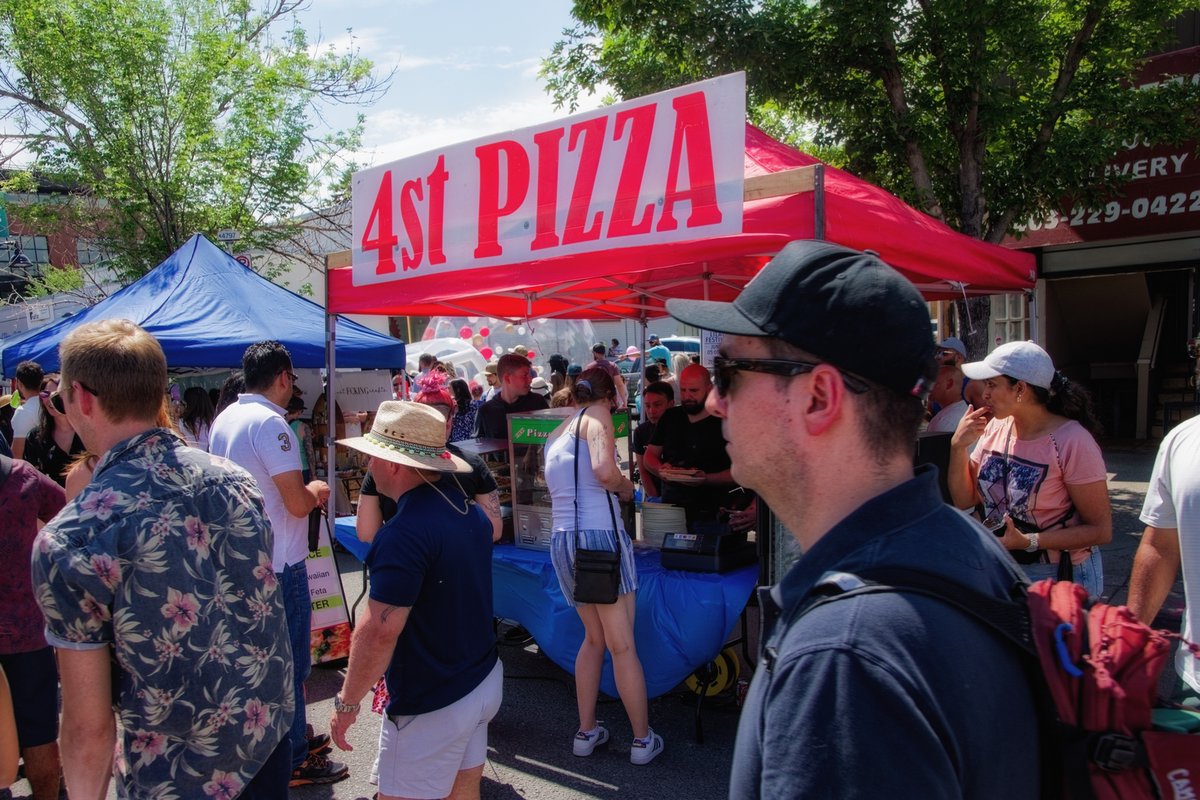 Some of the vendors at the 2023 Lilac Festival.  #calgary #alberta #lilacfestival #4thstreet #vendors #lakelouise #okotoksdawgs #pizza #bakedgoods #events #eventphotography