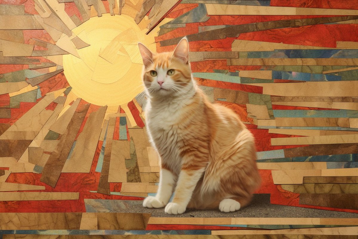 tail flicks sunbeams across cracked linoleum

#sixwords #poetry #micropoetry
#writingprompt #poetryprompt
#writingcommunity #midjourney
(poem-generated image)